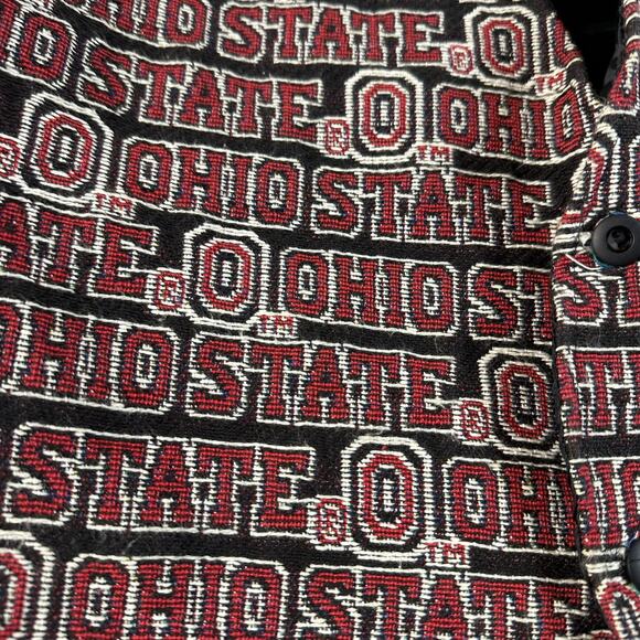 Vtg Ohio State Vest Tapestry Front Women’s Size Large 90s Buckeyes Tie Black Red - Picture 2 of 4
